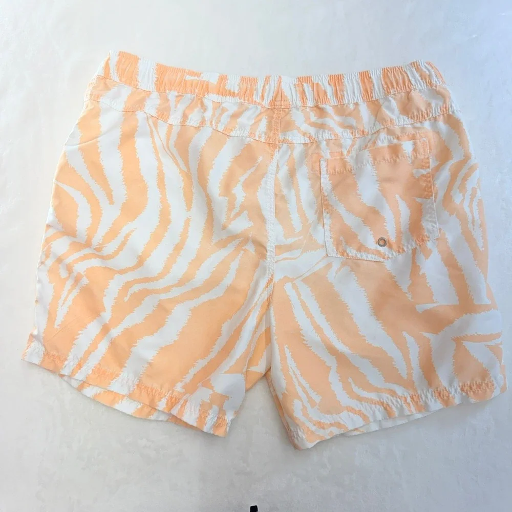 Cotton On Beach Shorts Mens Large Orange Zebra Print Recycled Swim Trunks